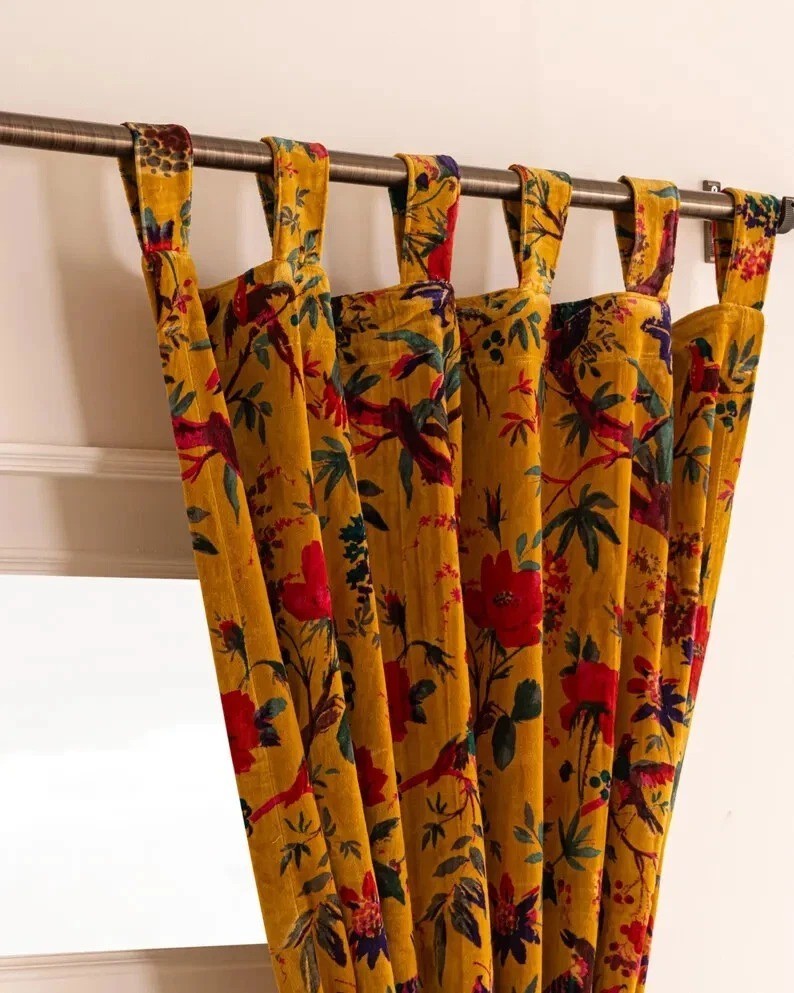 INDIAN VINTAGE COTTON VELVET CURTAIN DRAPE WINDOW DECOR HEAVY DOOR CURTAIN