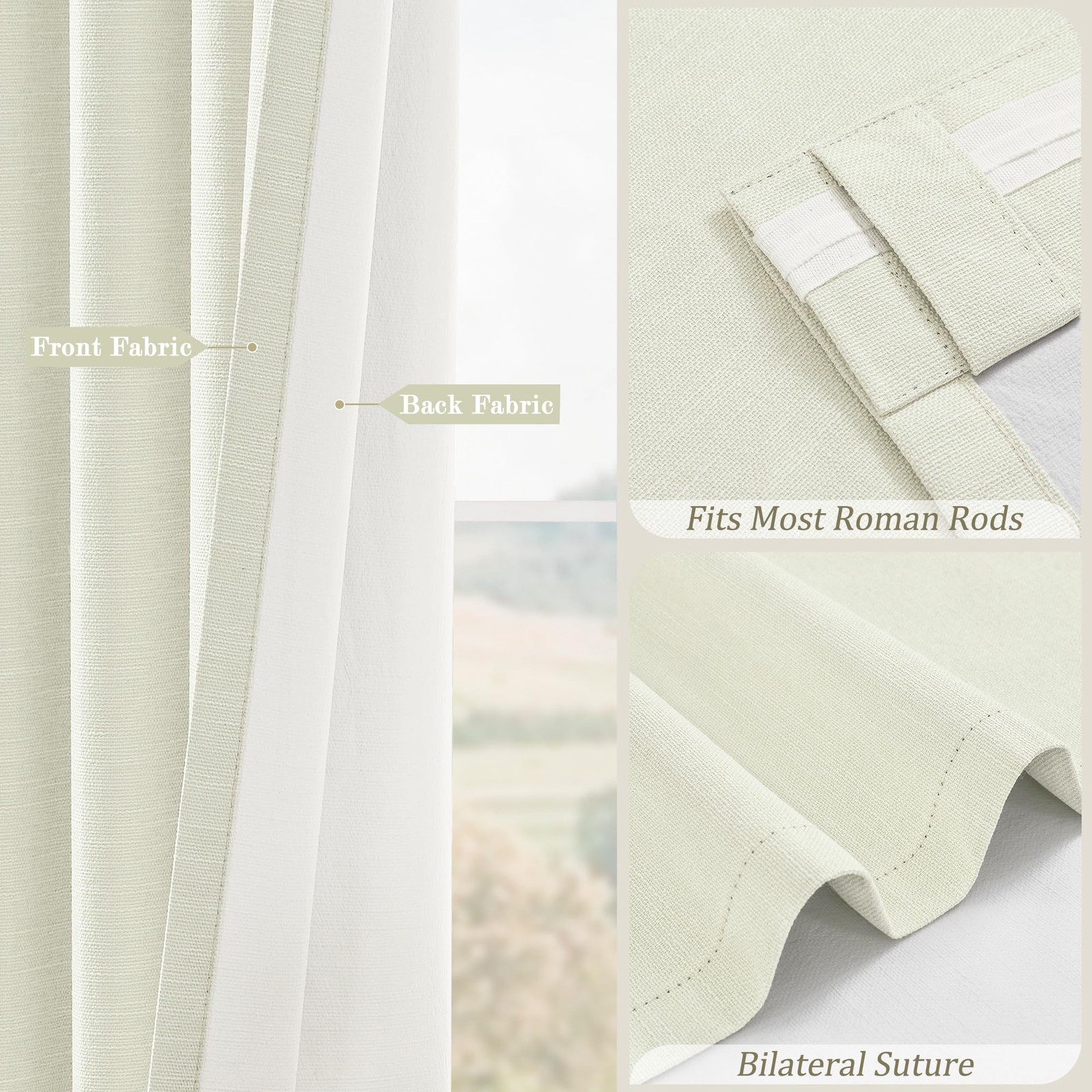 Blackout Curtains 54 Inch Long for Kitchens, Cream 2 Panels Set