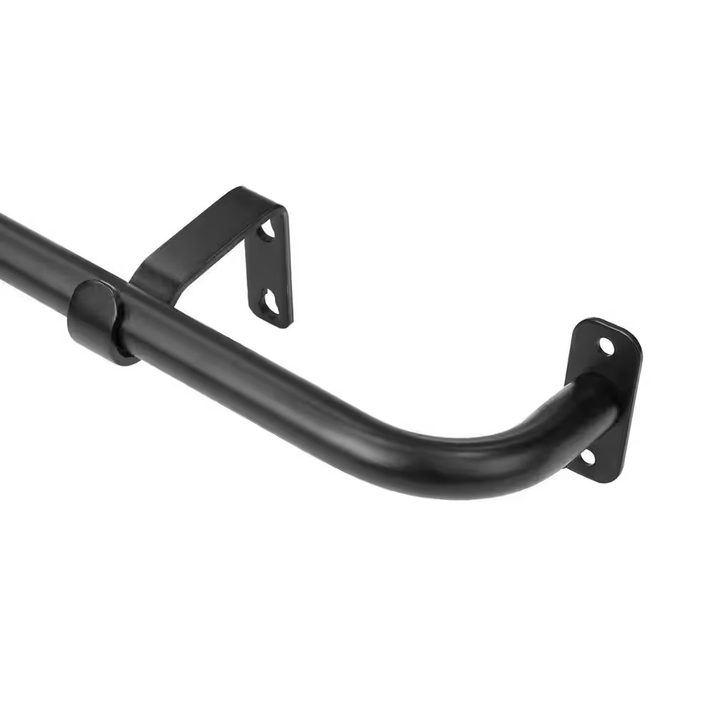 48 In. – 84 In. Adjustable 5/8 In. Wraparound Single Curtain Rod in Matte Balck