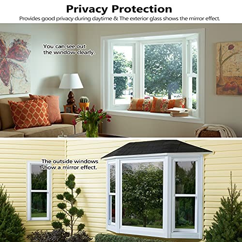 Window Tint for Home, One Way Daytime Privacy 17.5 In x 6.5 Ft Silver Black