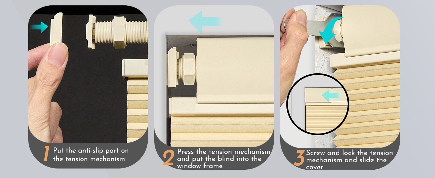 METechs No Drill DIY Blackout White Honeycomb Cellular Shade Width 40″+ Width