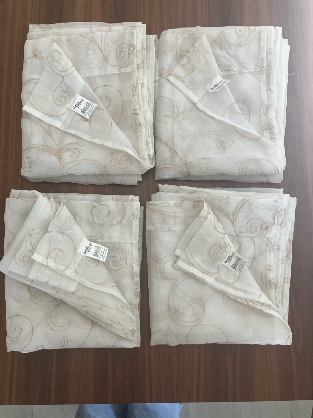 Set of 4 Better Homes & Gardens Sheer Window Panels Ivory Embroidered 38″ x 84″