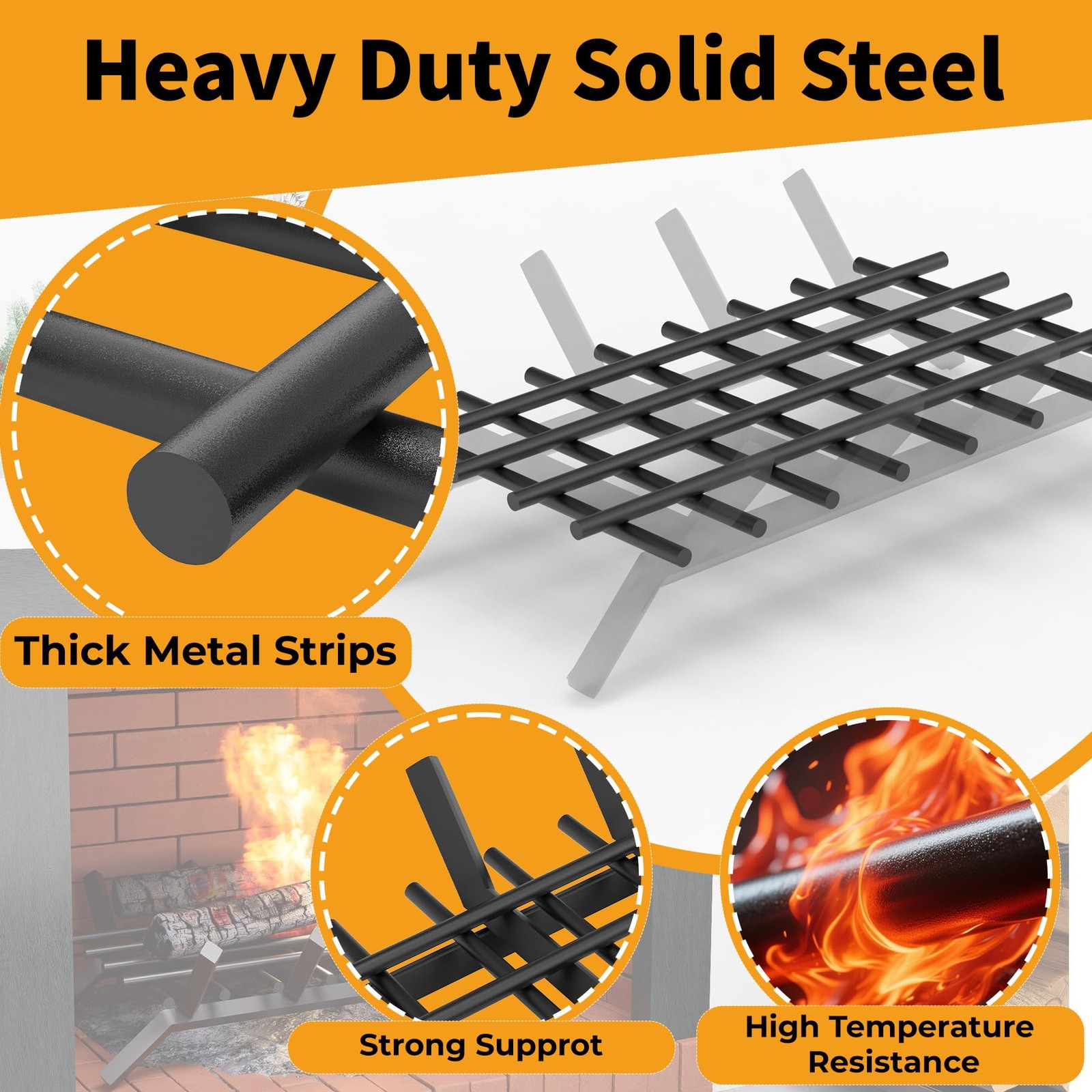 Fireplace Grate Ember Retainer Heavy Duty Steel Mesh Grill 15.75×10 Inch