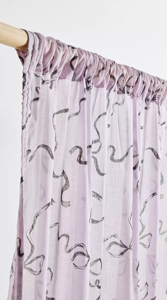 Urban Outfitters Roman Shade Printed Bows Window Panels (2) Lavender Cotton New