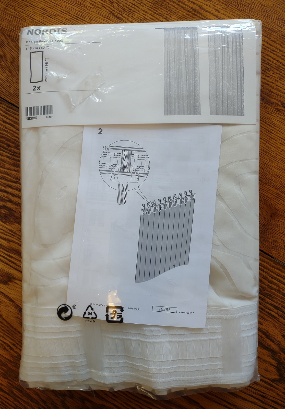 IKEA Nordis Curtain Panels 57” x 98″ Ivory Floral Light Filtering