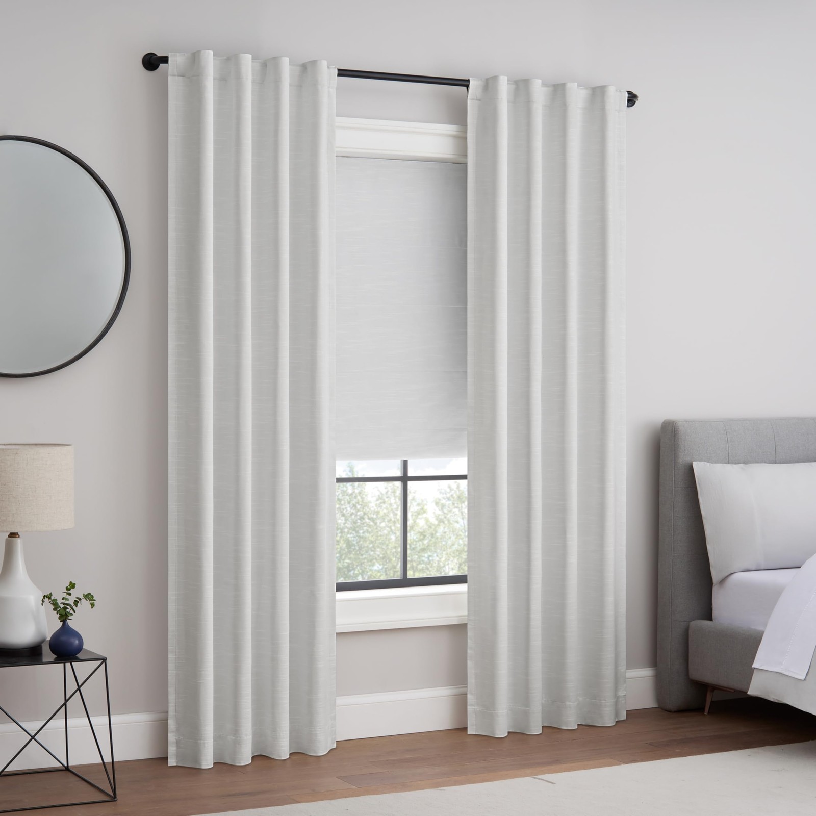 Eclipse Rozel 100% Blackout Roman Shade 33×64 in Cordless White