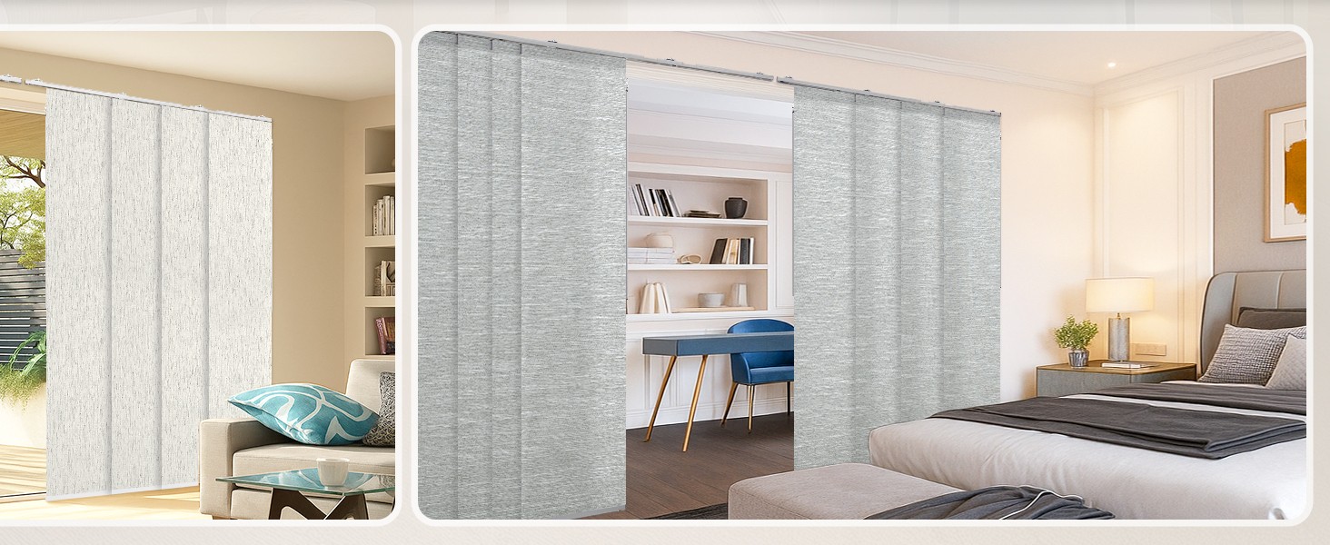 Panel Track Blinds for Sliding Doors, Light Filtering Grey | Extendable Track