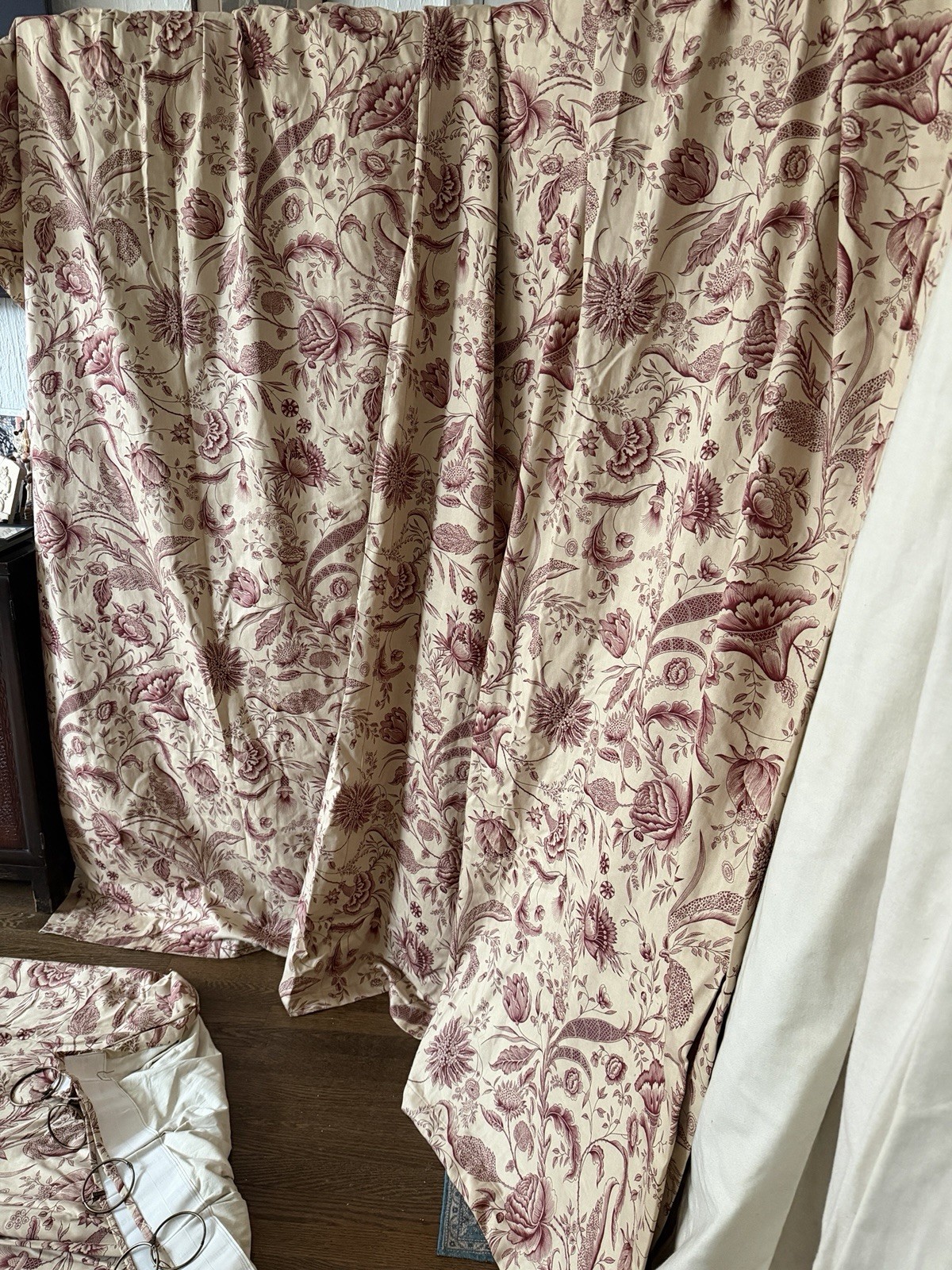 Pinch pleat draperies – Preowned; Lined For Insulation-fabric -Waverly