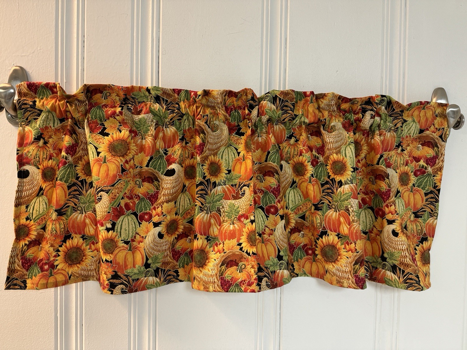 Halloween Fall Pumpkins VALANCE CURTAIN Pumpkin Curtains Holiday Decorations