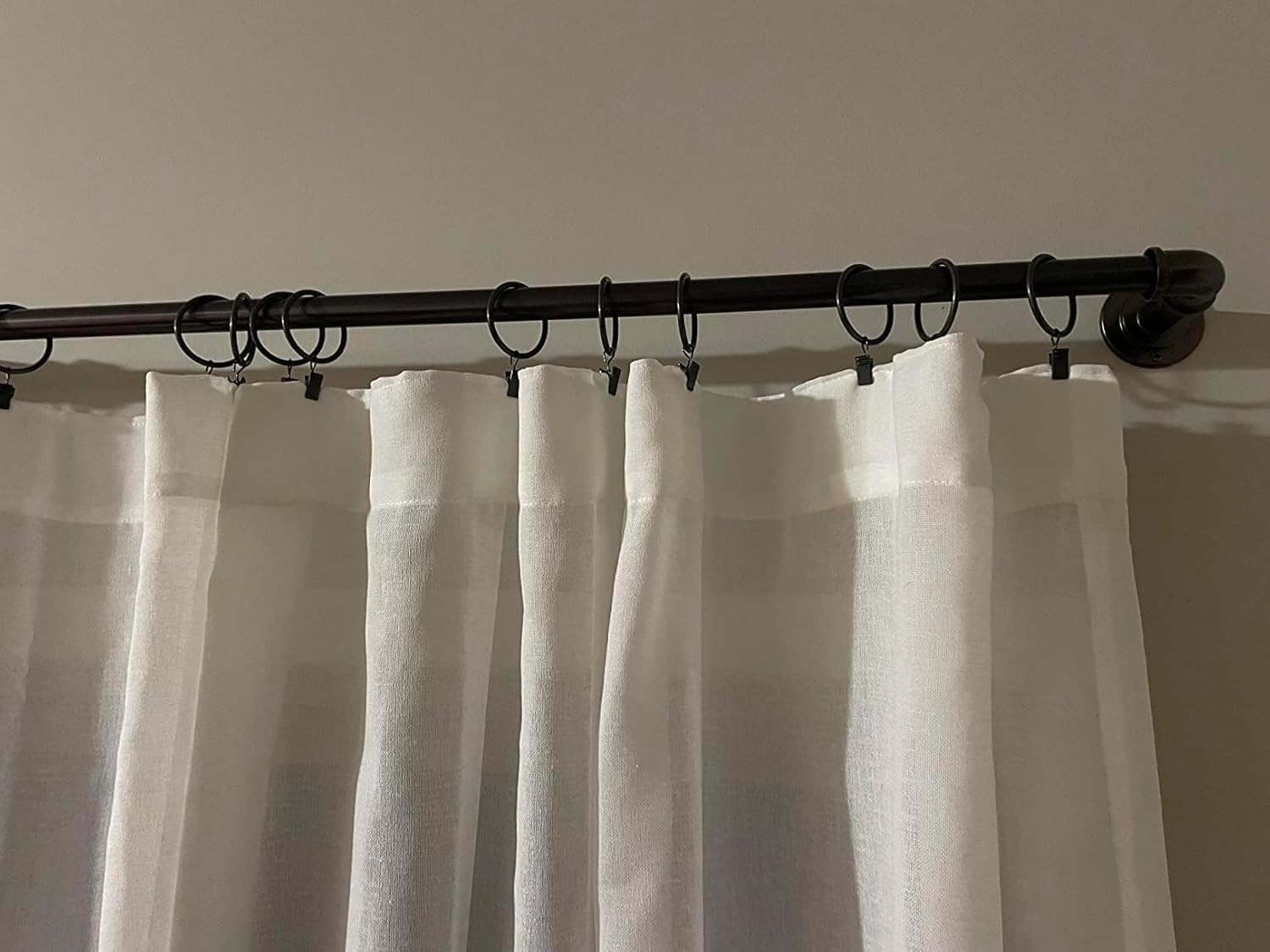 Large Curtain Rings with Clips, 10 Pack 2.5 Inch Rustproof Metal Drapery Hoops