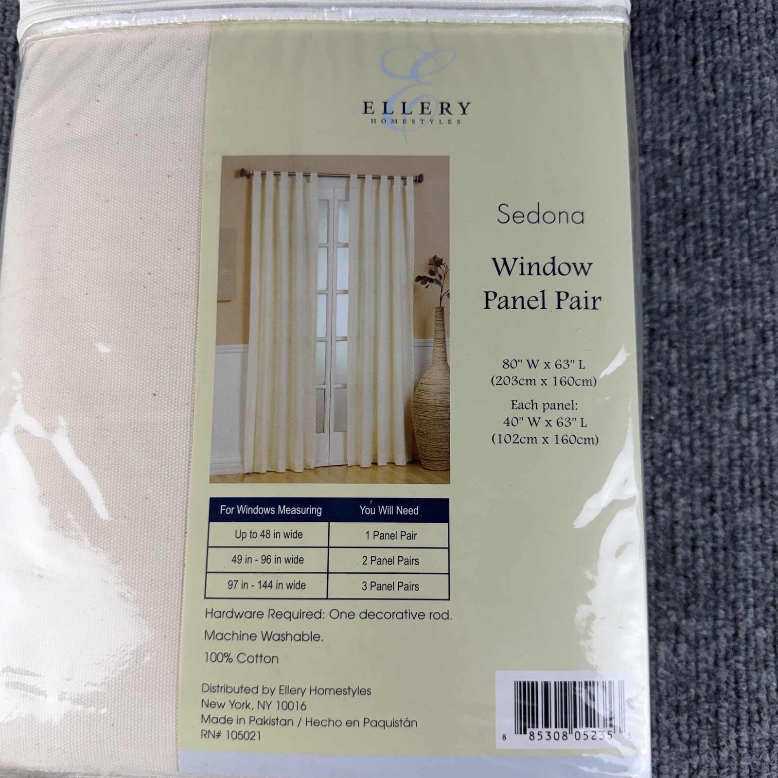 Ellery Sedona Window Panel Pair 80×63 Natural Beige Cotton Tab Top Curtains