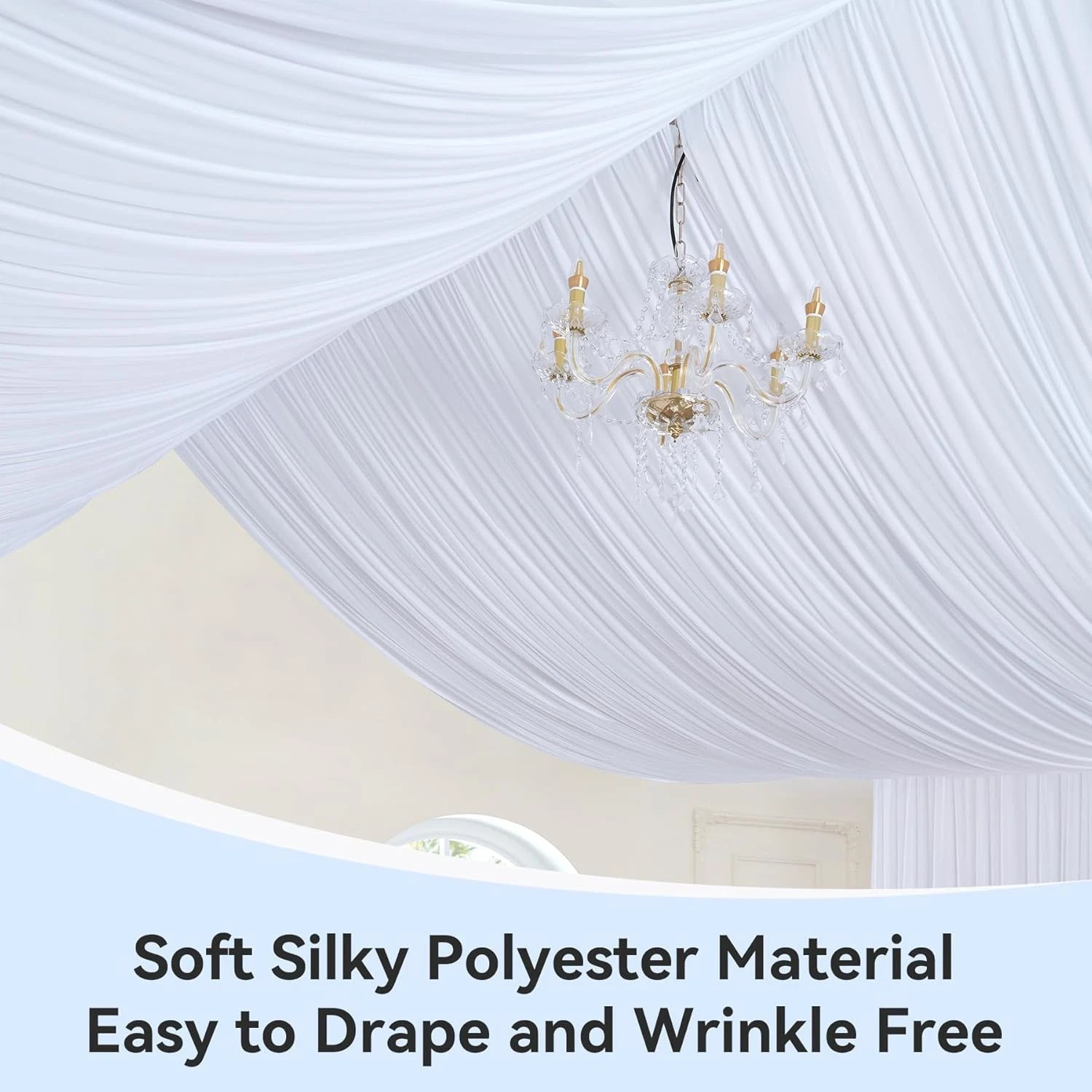 50Ft White Ceiling Drapes – 10 Panels for Weddings, Parties & Events