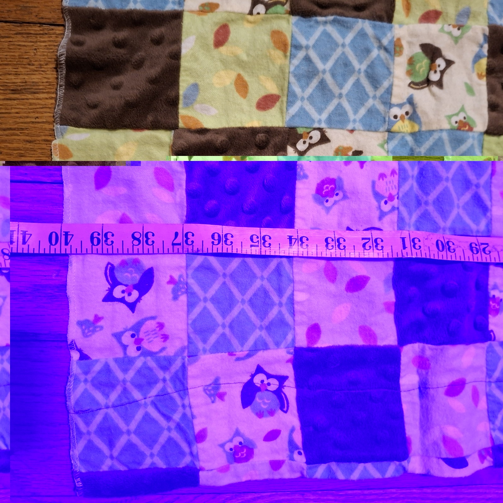 Homemade Curtain Panels 40W X 42L Patchwork Owls Blue Brown Set Of 4 Panels