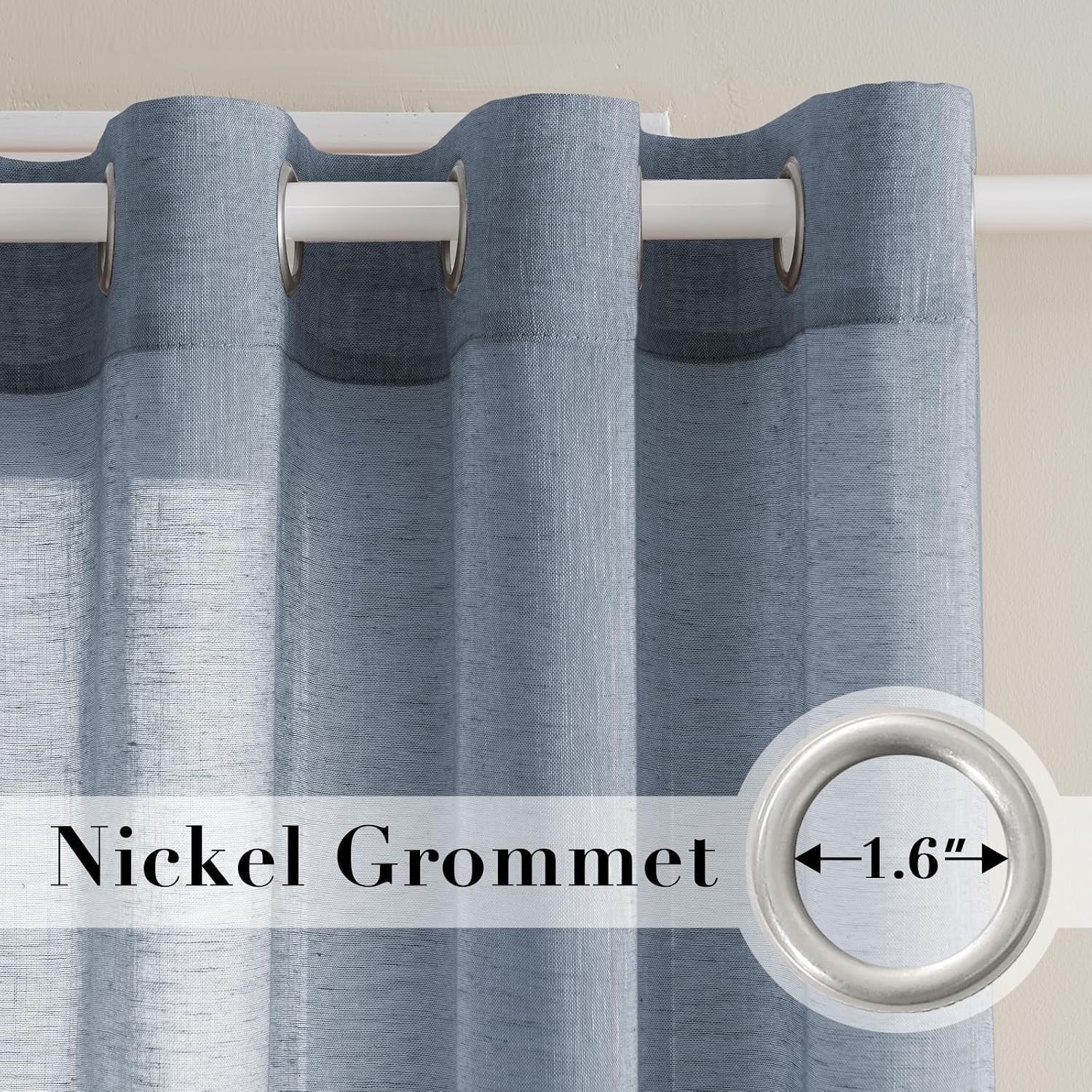 Natural Linen Blend Sheer Curtains – 90” Panels for Contemporary Living Rooms