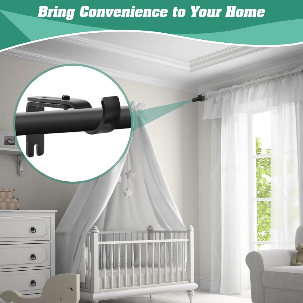6 PCS Black 1 Inch Iron Adjustable Curtain Rod Brackets Wall Mount