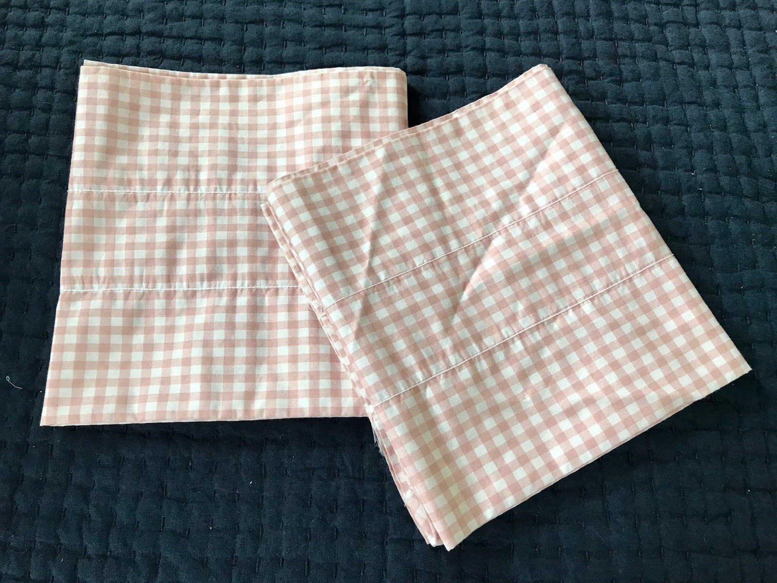 Vintage Pink White Gingham Valance Curtains Cottagecore Croscill 90’s Pair of 2