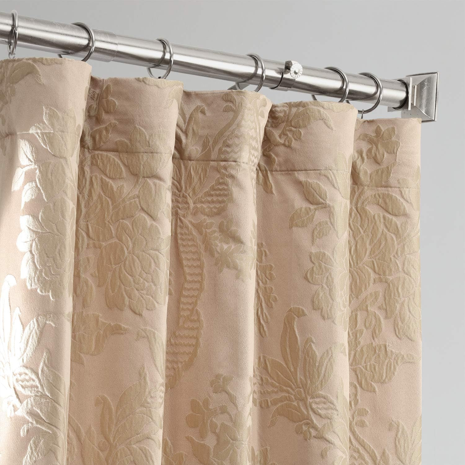 Faux Silk Jacquard Curtain Panel Lined Polyester Drapery 3 in Pole Pocket