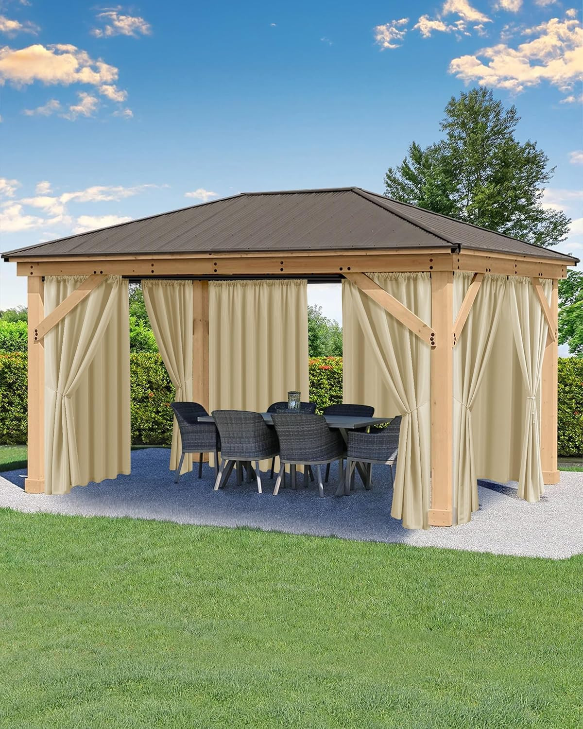 Outdoor Curtains for Patio Waterproof Rod Pocket 6 Pcs 54X84 Inch Cream | Weathe