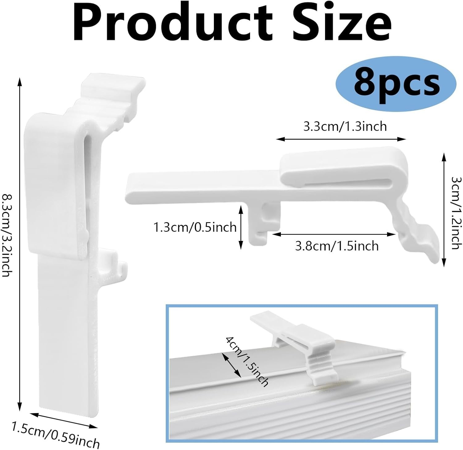 8 Pcs Vertical Blind Clips, Vertical Blinds Replacement Parts Valance Clips