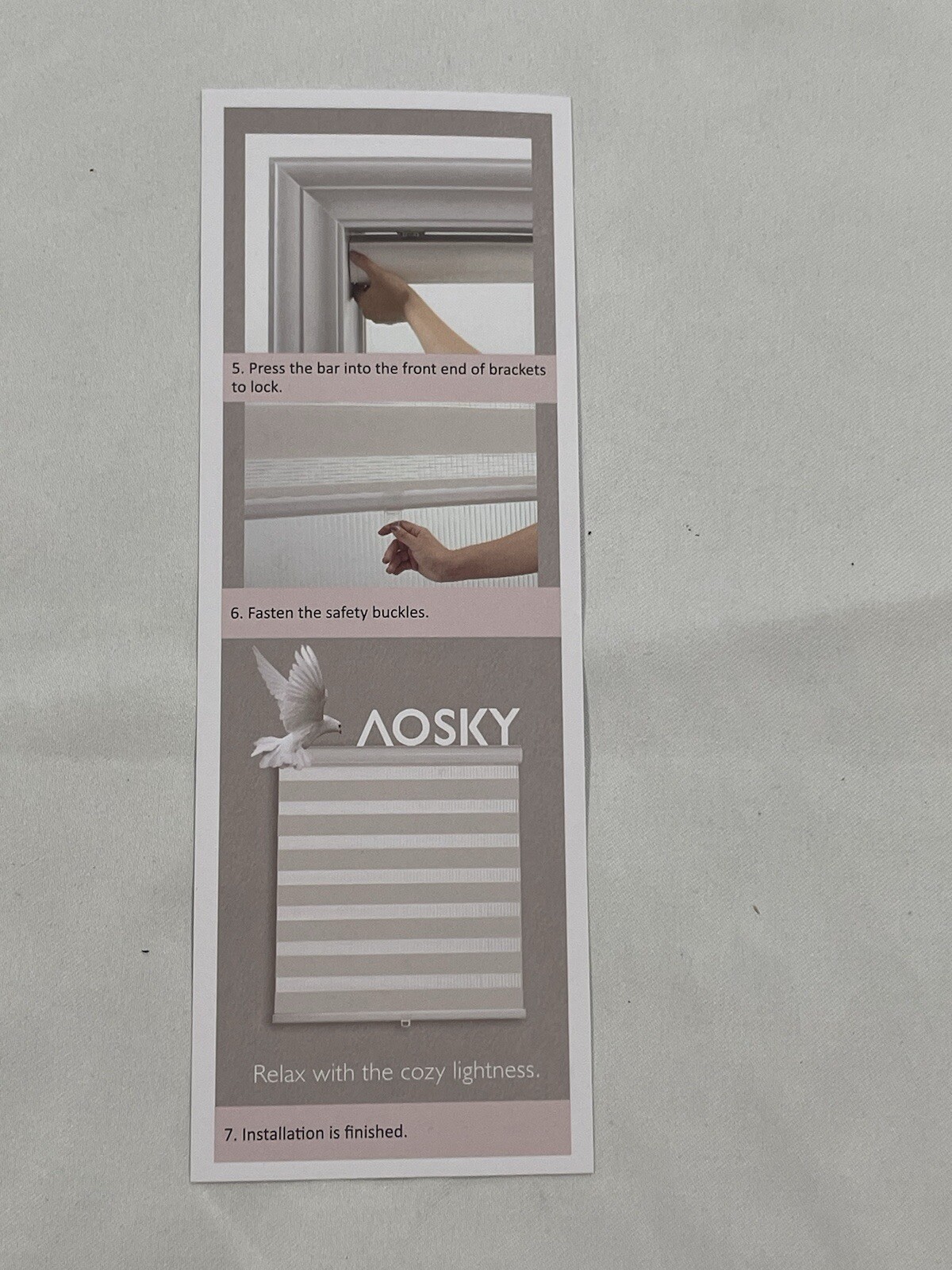 AOSKY Zebra Blinds Free-Stop Roller Windows Shades Dual Layer Light Control