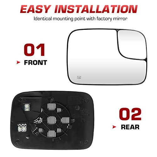 Driver and Passenger Side View Heated Mirror Glass Driver Left+Passenger Right