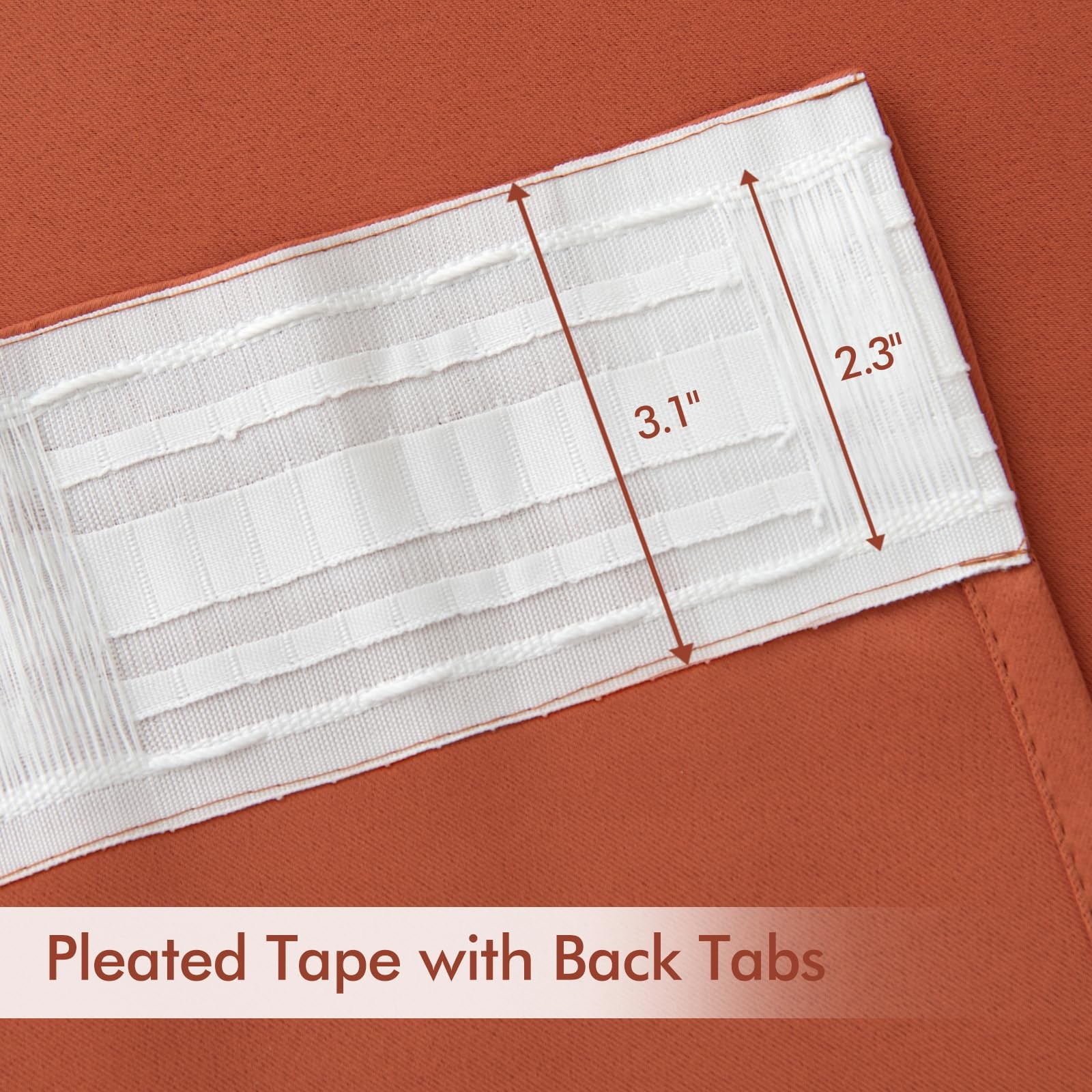 MIULEE Back Tab Burnt Orange Blackout Curtains 108 Inch Long 2 Panels Set for Li