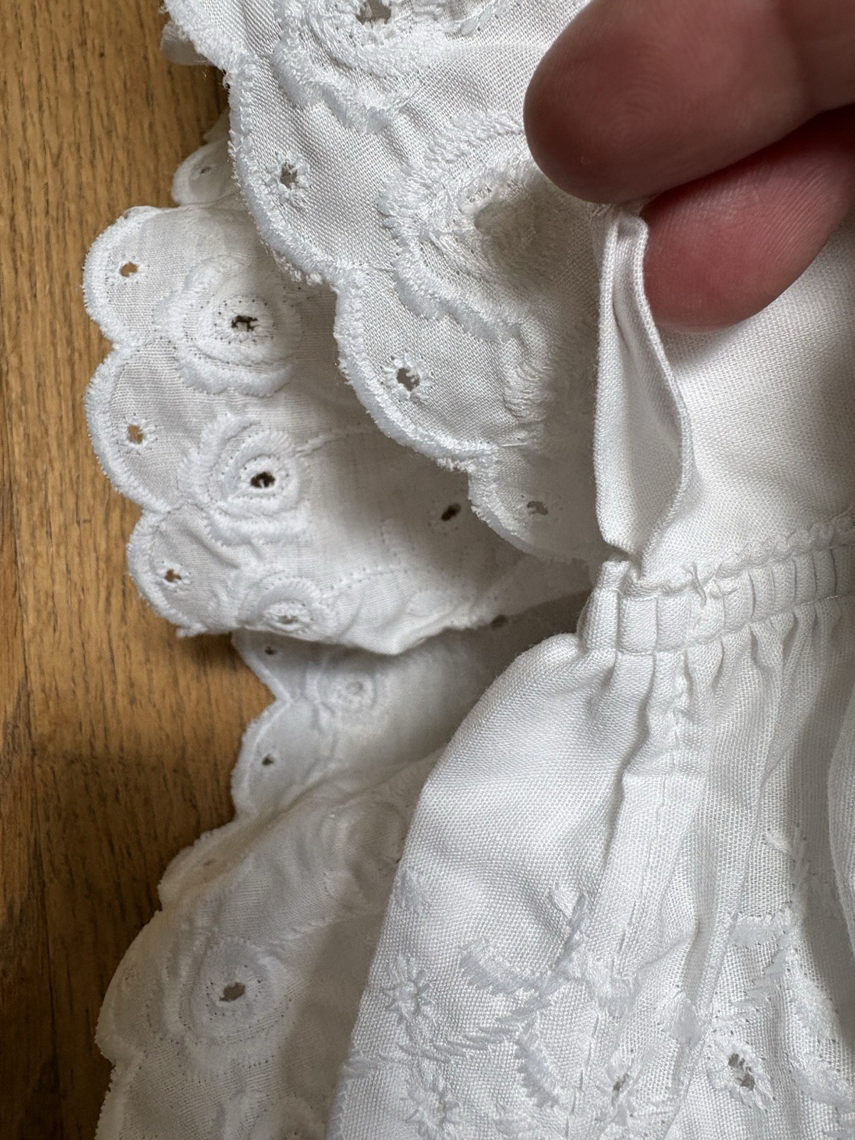 Set of 2 White Eyelet Lace Ruffle Curtain Drape Panels 42″ W x45″L Shabby Chic