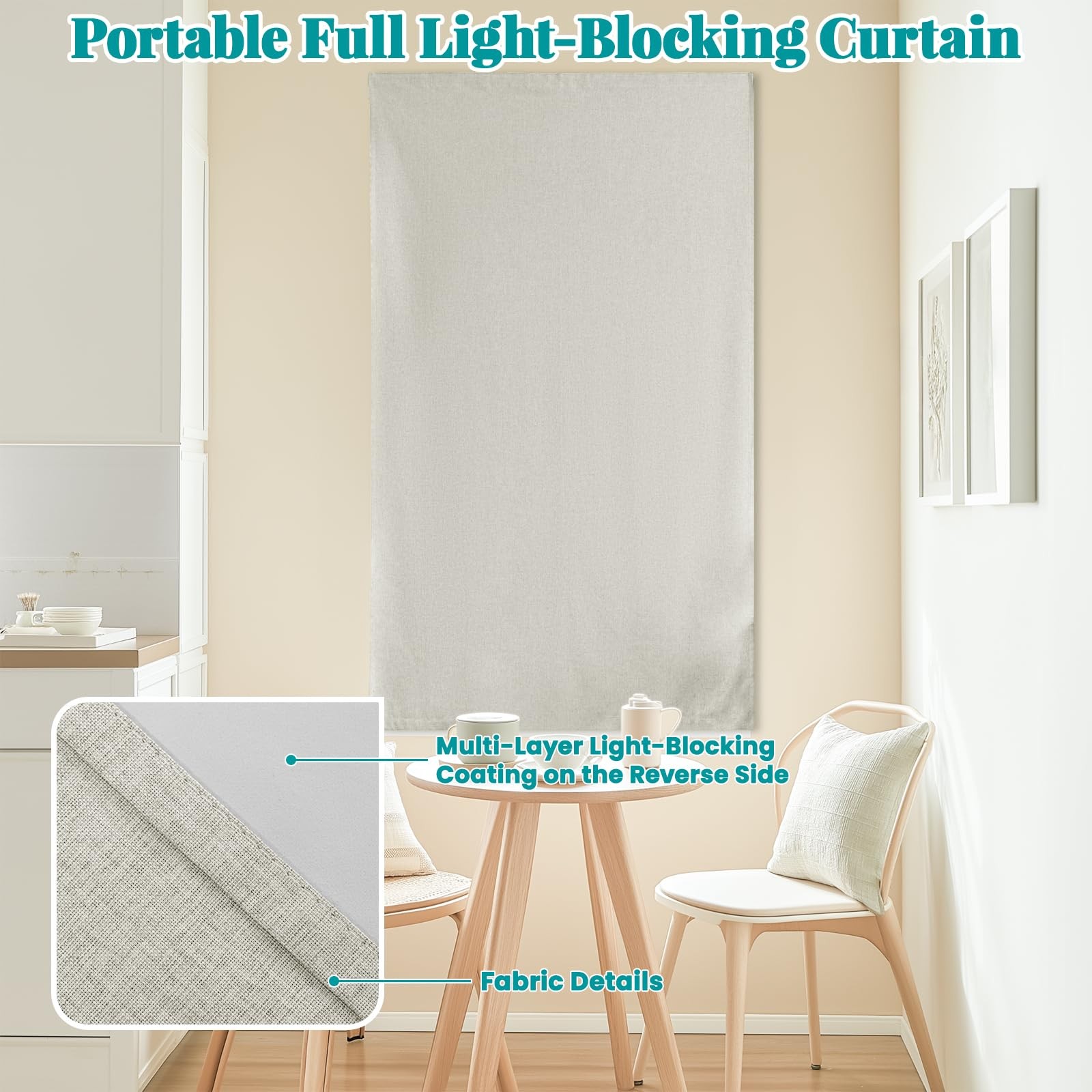 100% Blackout Magic Tape Stick On Curtains Window Shades Pull Down Blackout W…