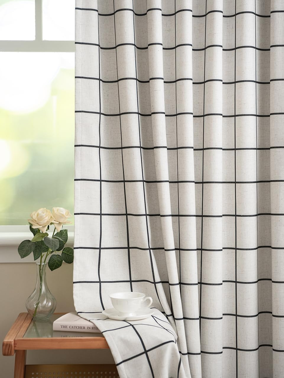 Plaid Pinch Pleated Curtains – Modern Luxury Linen Buffalo Blackout Drapes, Ther