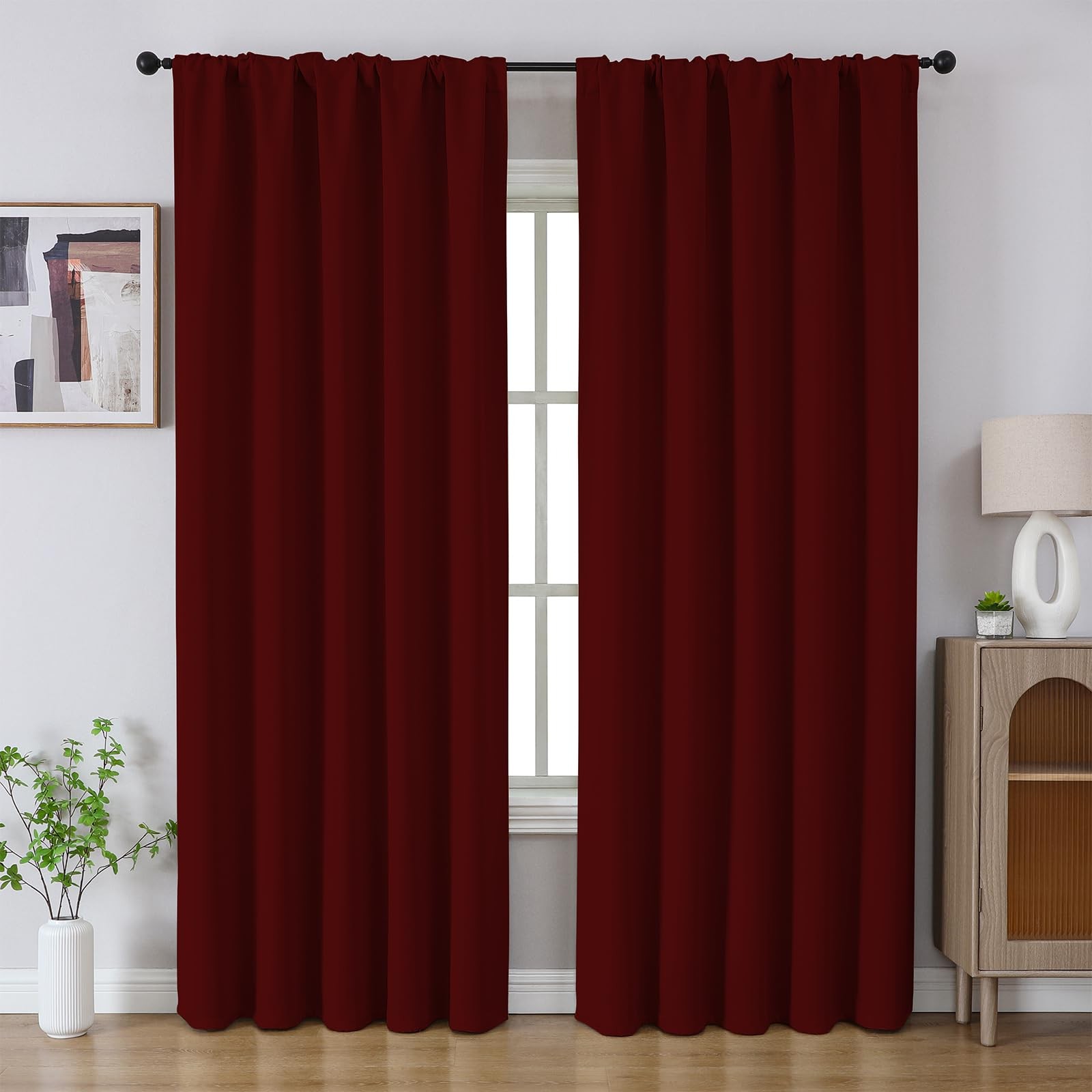 CUCRAF Blackout Curtains 54 Inches Length 2 Panels Set, Rod Pocket and Back Tab