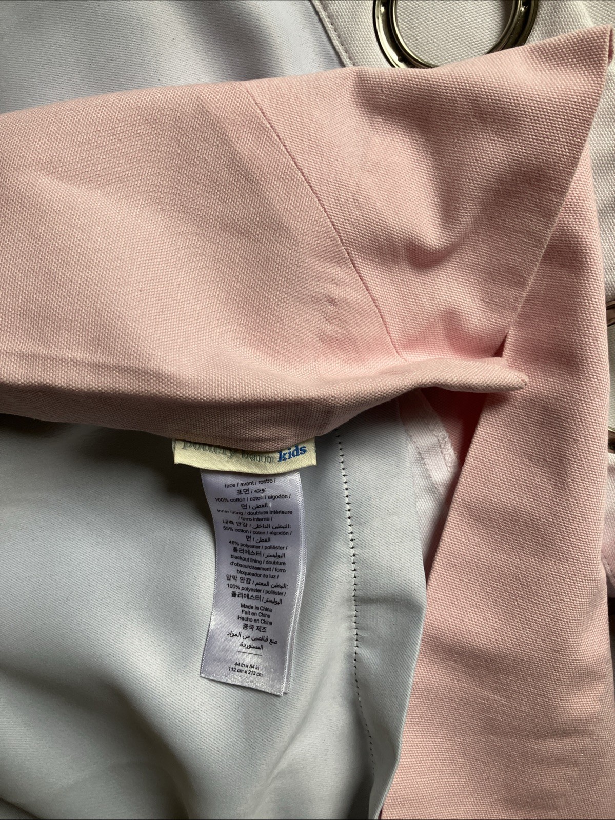 Pottery Barn Kids Color Pink Bordered Grommet Blackout Curtain 2 Panels 84″