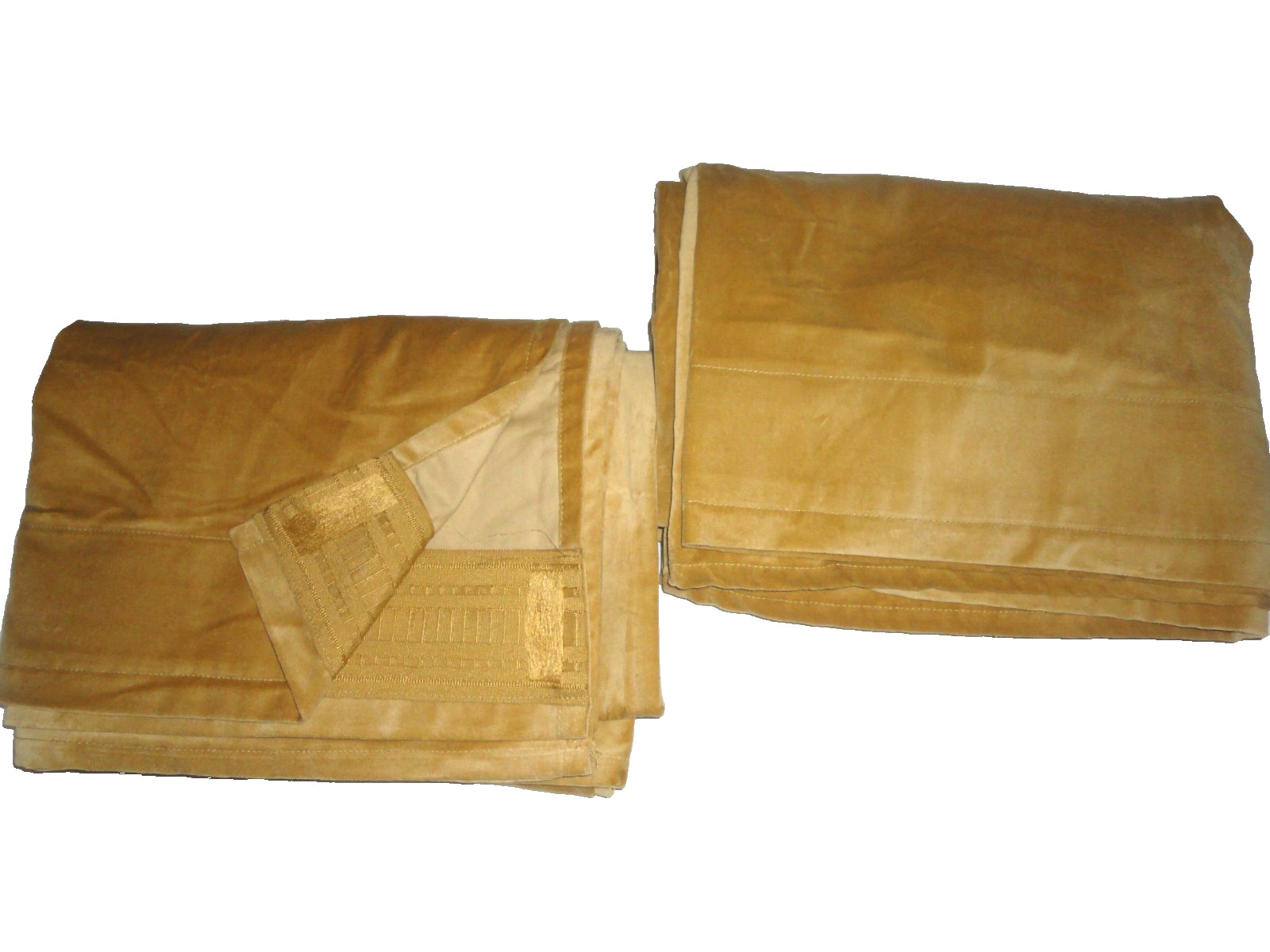 IKEA SANELA SMOOTH GOLD MODERN VELVET (2) CURTAINS DRAPERY PANELS 55X83