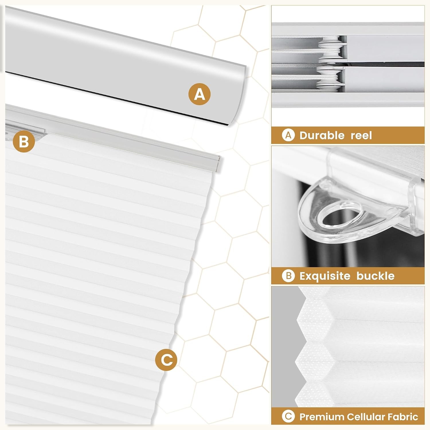 Down Bottom Up Cellular Shades Cordless,35″ W x 36″ H,Pull Down Honeycomb Blinds
