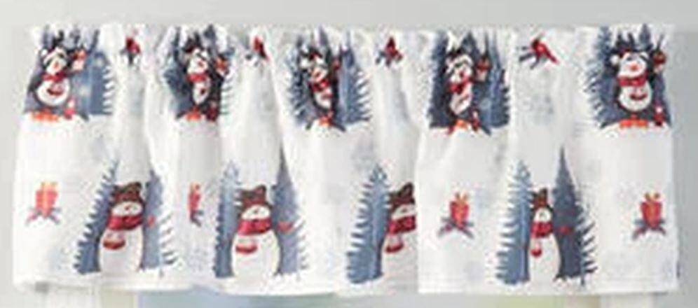 1 Fabric Printed Kitchen Valance(58″x13″)CHRISTMAS,STERLING SNOWMEN &FRIENDS,SKL