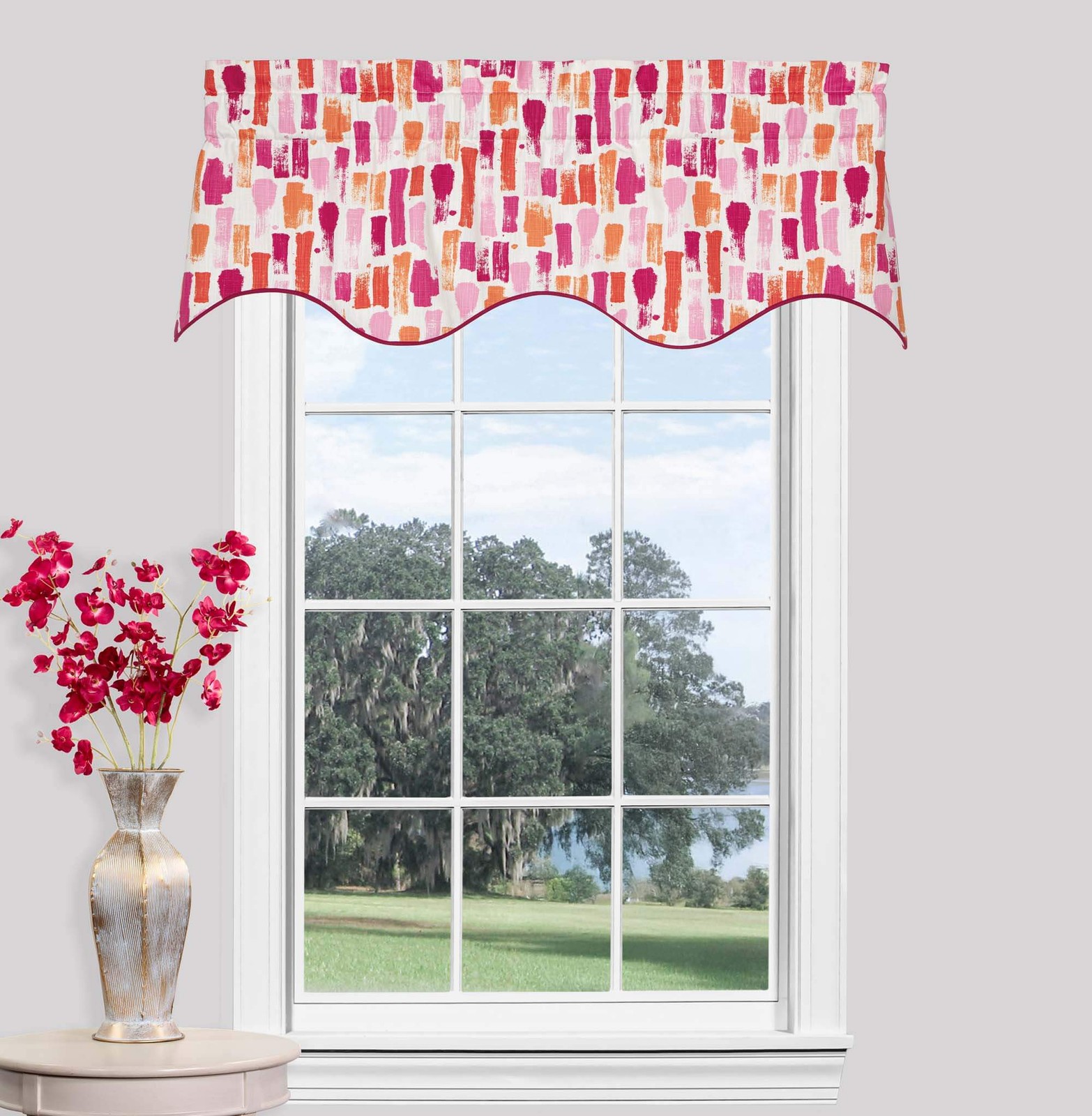 Fairy Flamingo Scalloped Filler Valance – Strokes Print