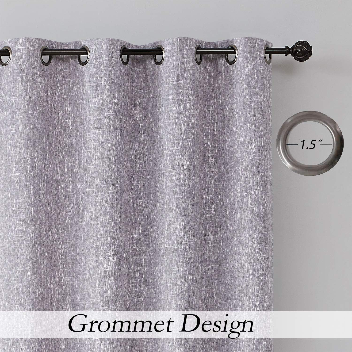 Lavender Solid Full Blackout Curtain Heavy Linen Texture Window Treatment for Be