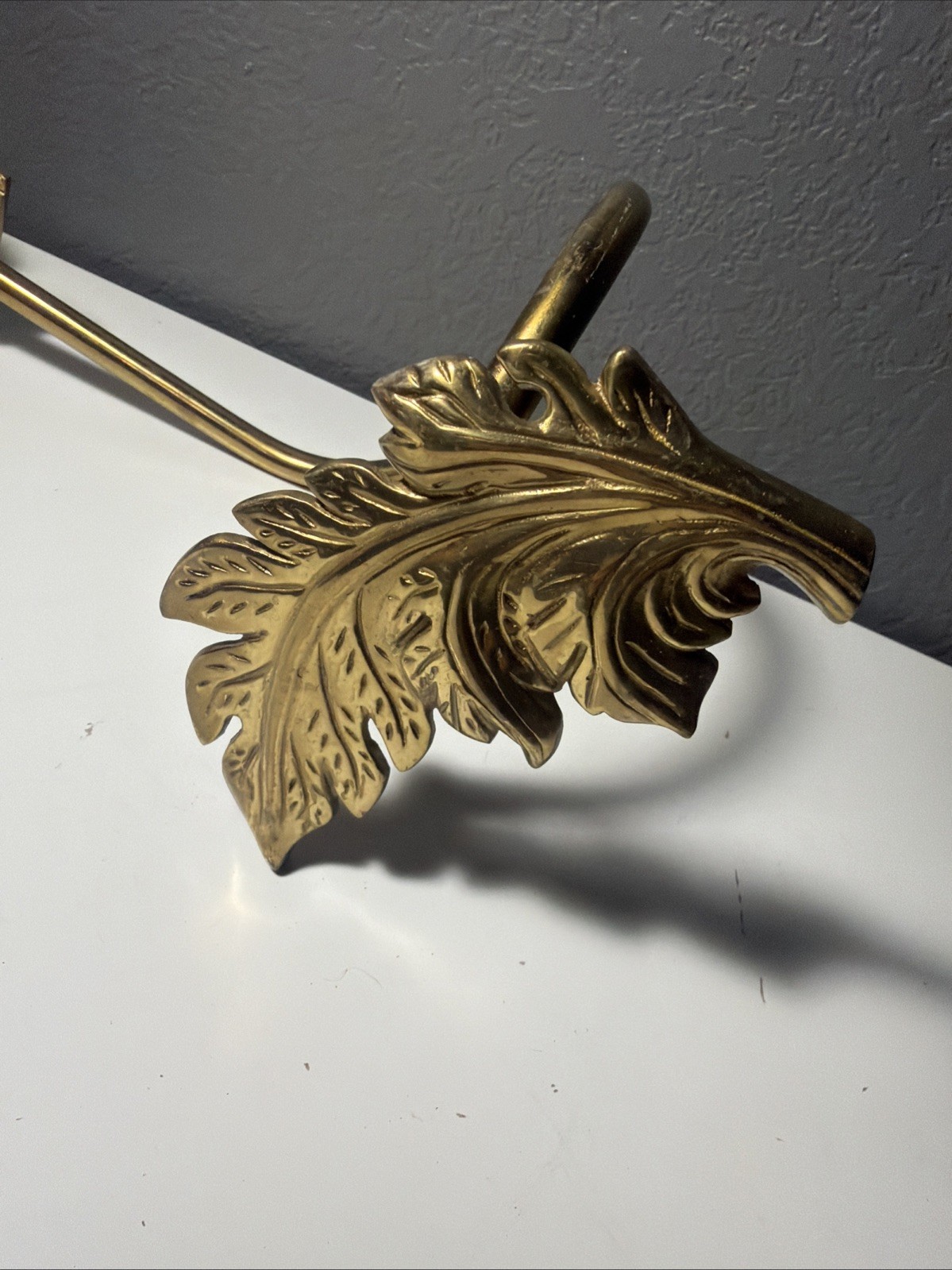 Pair of Vintage Brass Leaf Curtain Tiebacks~ French Art Deco Style