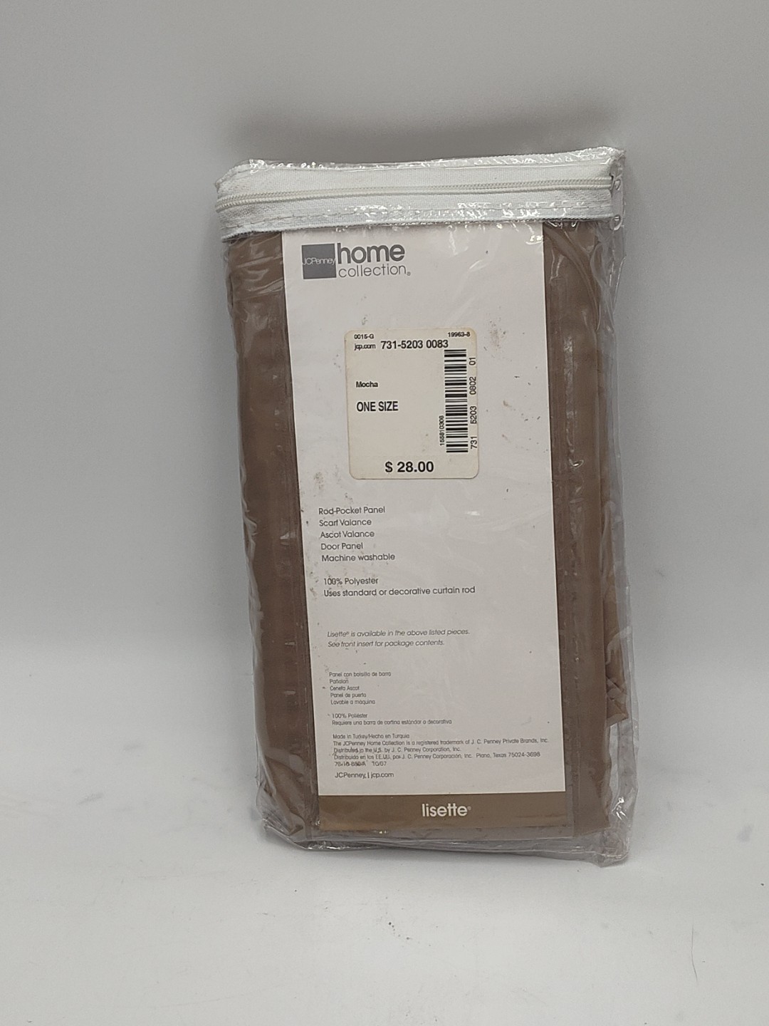 Home Collection Curtain- Mocha 84” Rod-Pocket Panel