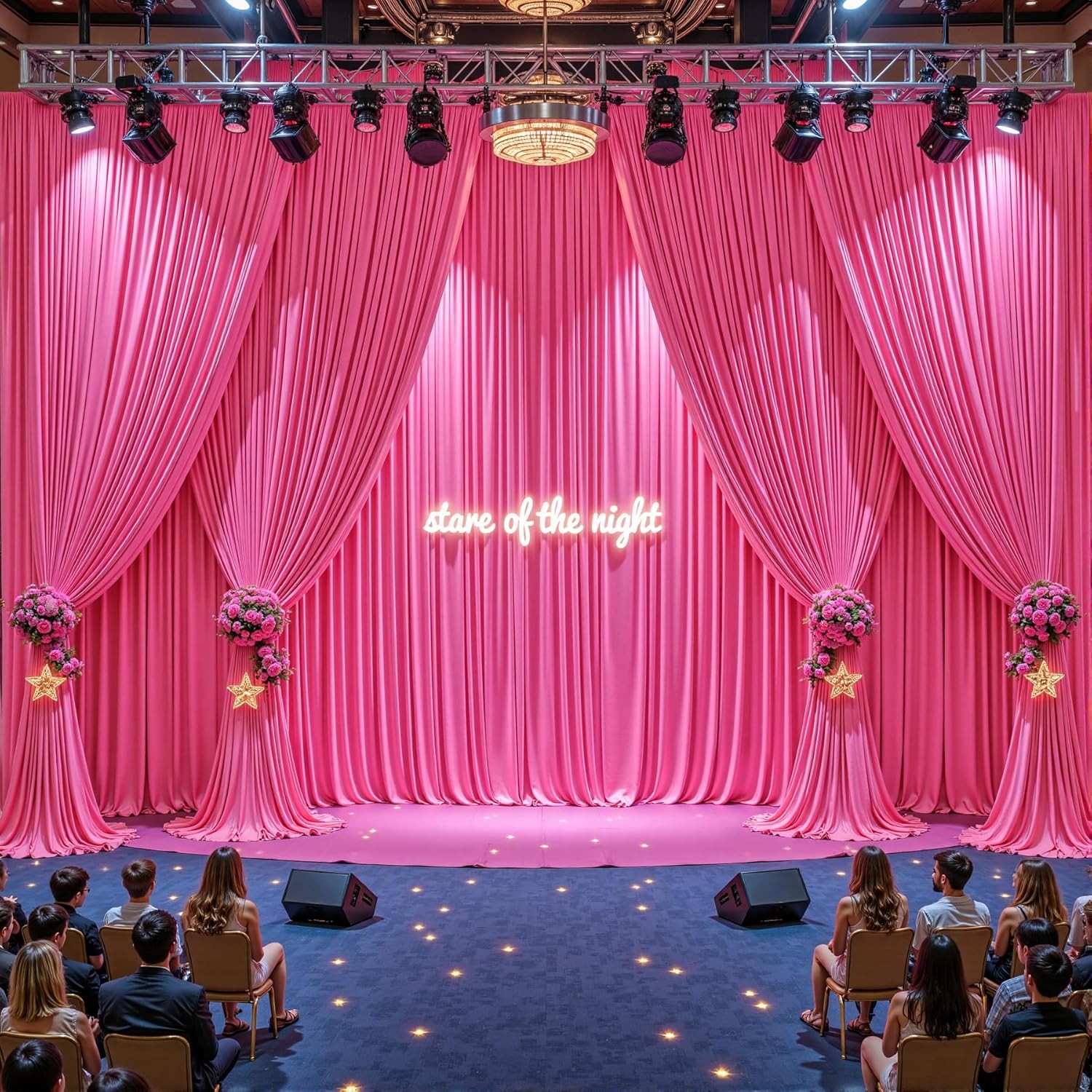 40ftx10ft Wrinkle Hot Pink Backdrop Curtain – 10 Feet Photography Backdrop
