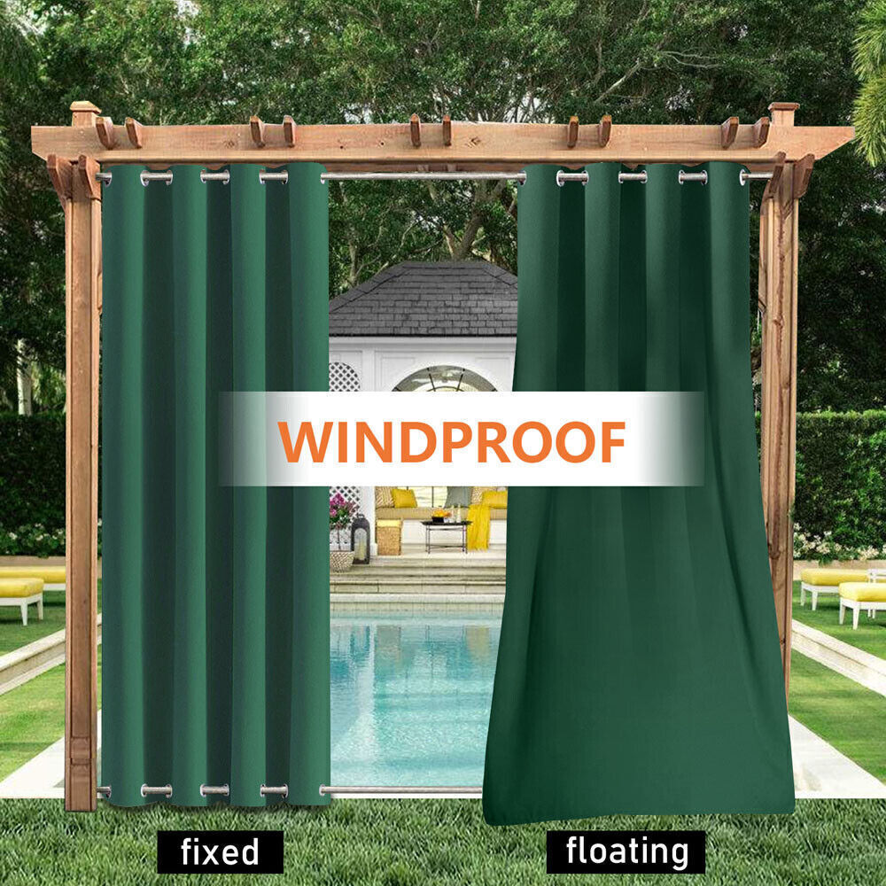 Windproof Curtains Thermal Insulated Waterproof Blackout Grommet at Top + Bottom