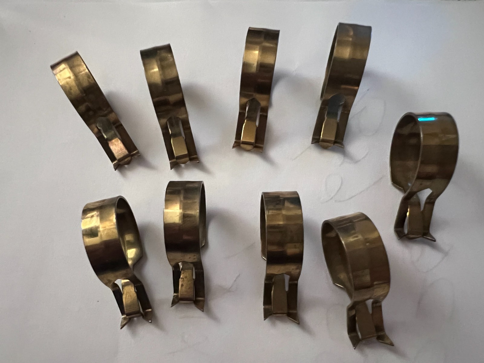Vintage Cafe Ring Curtain Clips Light Golden Brass Color Set of 9
