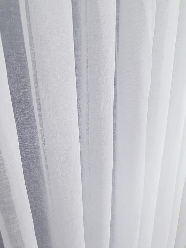 High Quality Patterned Linen Fabric Tulle Curtain, 1 by 3 pleated, White Color,