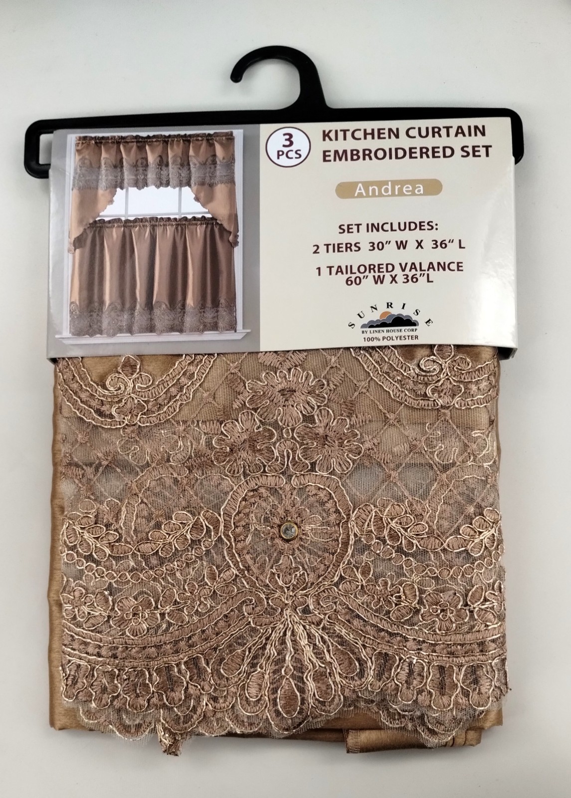 Fancy Kitchen Curtains 3 pcs. Fancy Embroidered