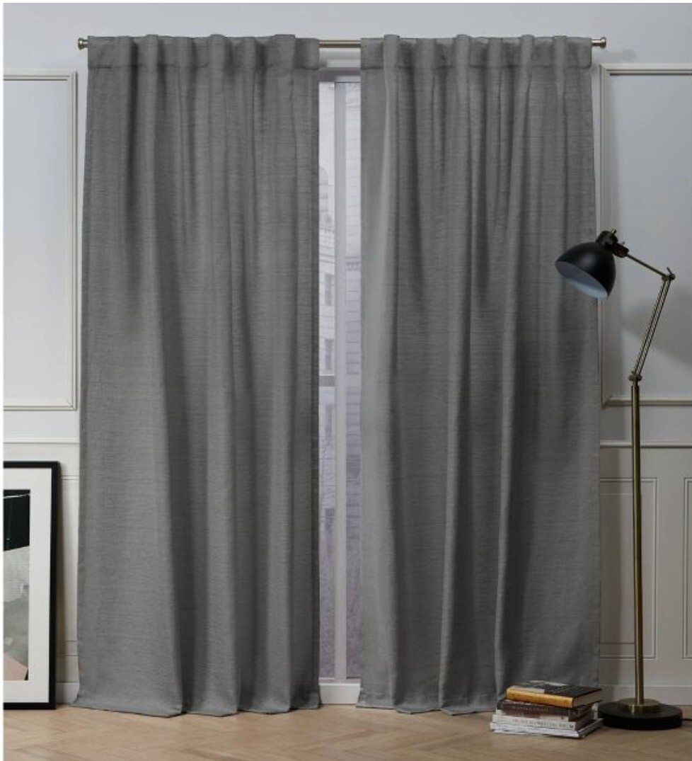 Set of 2 Nicole Miller Hidden Tab Top Curtain Panels – Dark Grey New 54w x 96L