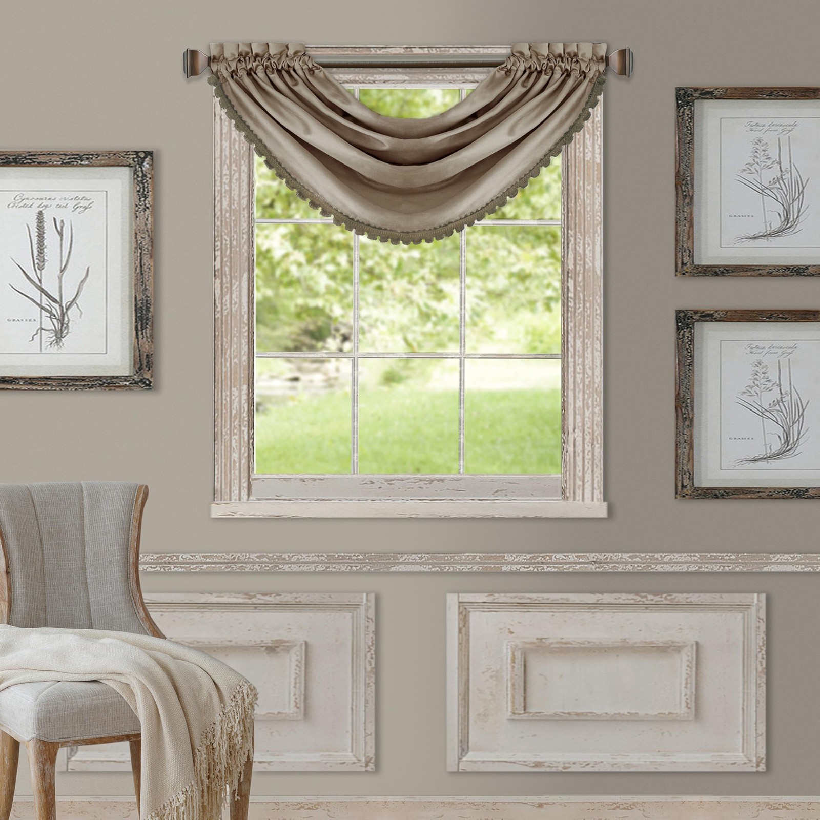 All Seasons Room-Darkening Waterfall Window Valance, Accessory for Bedroom or…