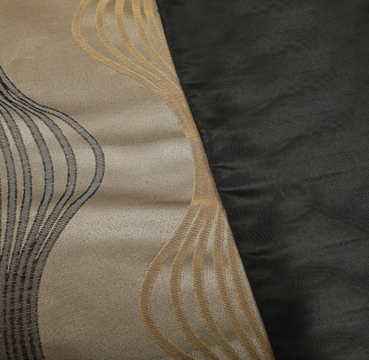 Black Gold Color Block Window Curtains 37Wx84L (Pack of 2) Black & Gold