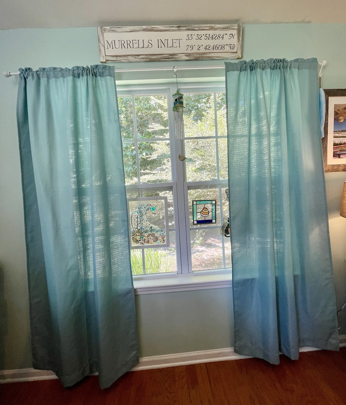 Mainstays Bennett Light Filtering Curtain Panels | Aquifer Blue | 40” x 84”