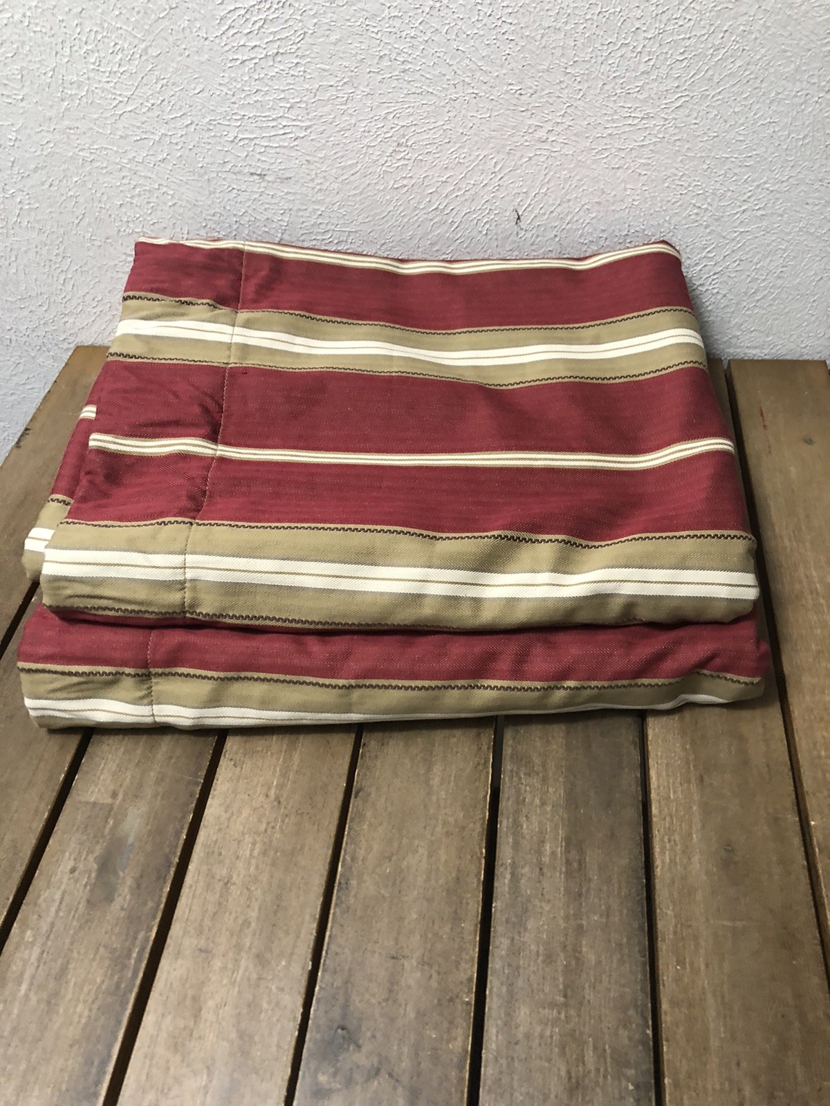 Pottery Barn Harrison Stripes Lined Curtain Panels 50×96″ 2Pc Red Tan EUC