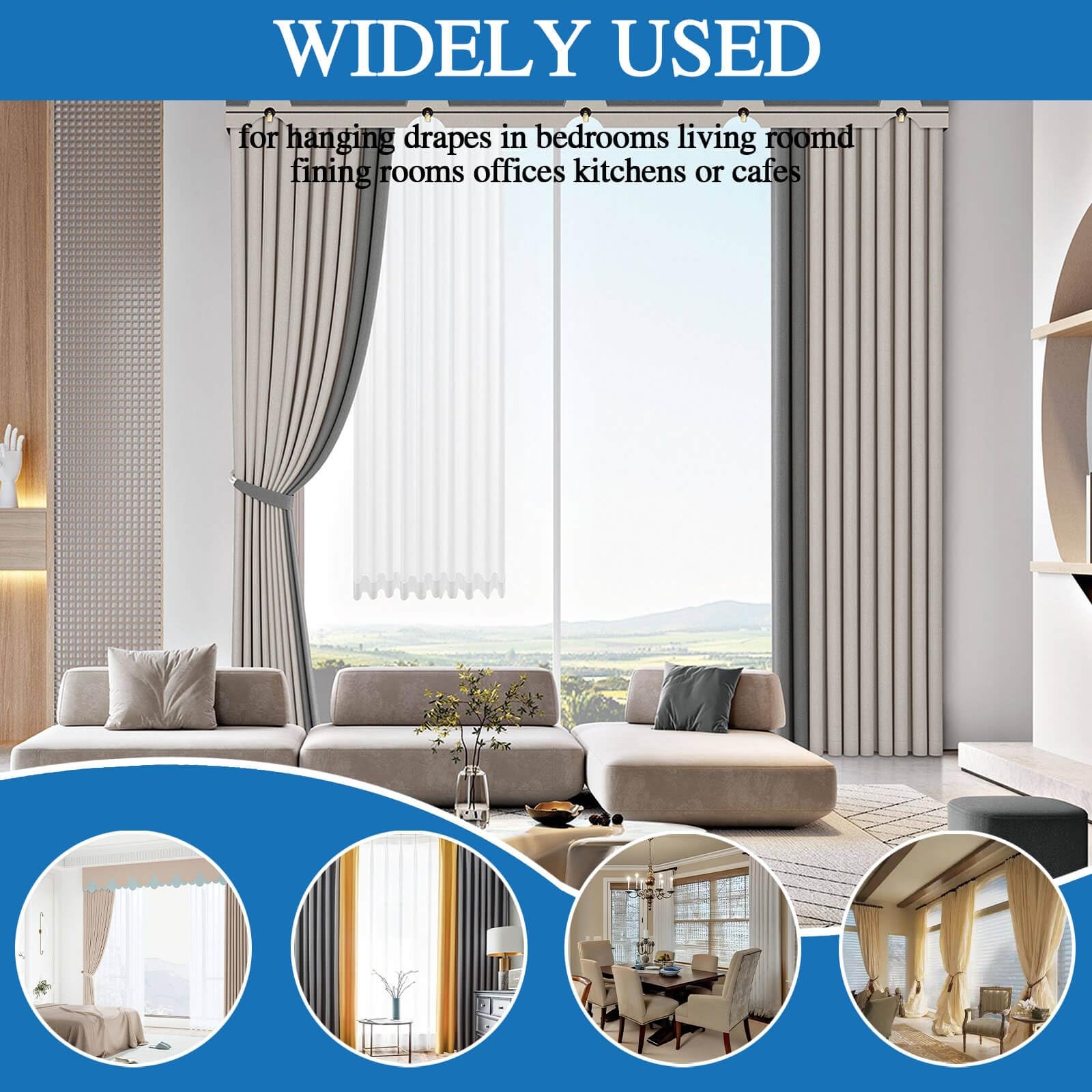 24PCS Black Curtain Rings 1.5 Interior Openable Eyelet Heavy Duty Drapes