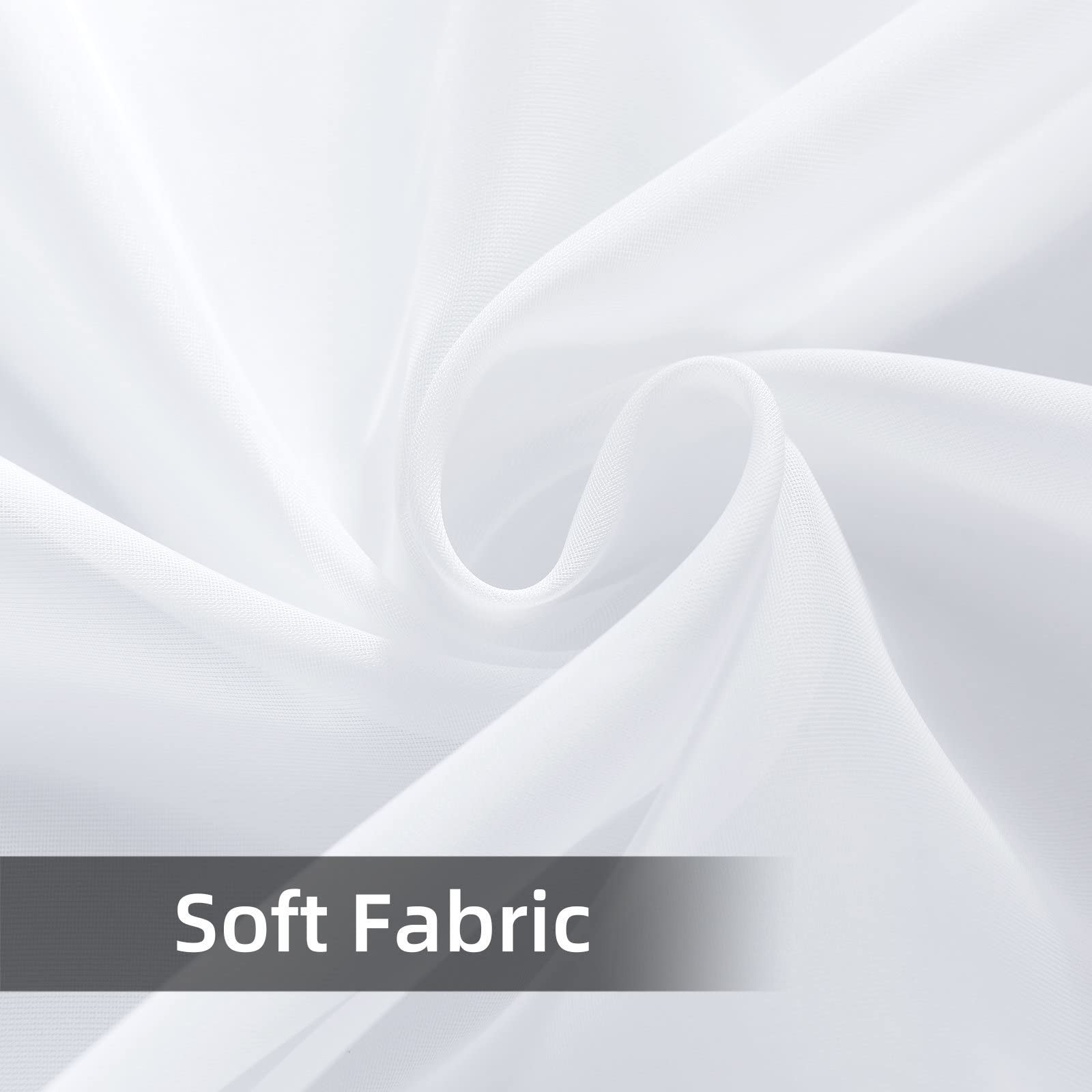 Solid Sheer Rod Pocket Curtain Voile Draperies 2 Panels White Beige Black Gre…